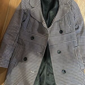 Women's Houndstooth Double-Breasted Pea Coat